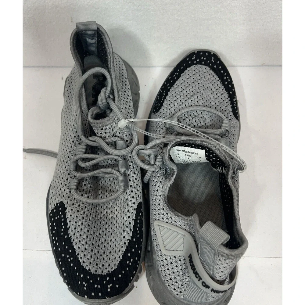 Men's 8.5M PONY PP1 Road Knit Lace-Up Low Sneakers Shoes Perforated Black & Gray